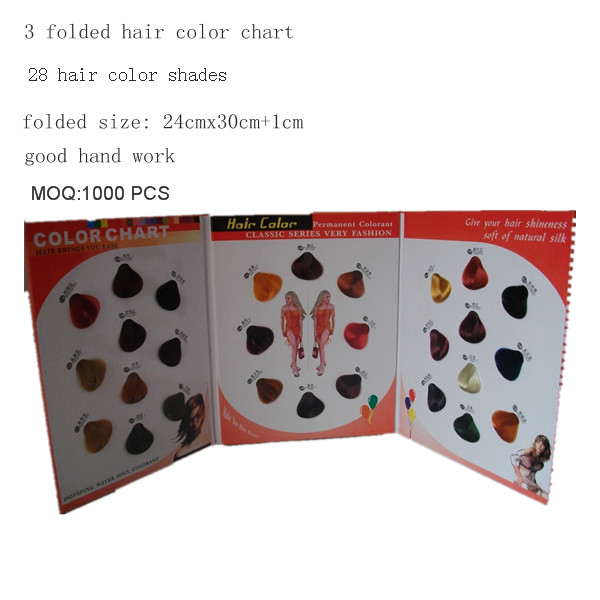 3 folded hair color chart
